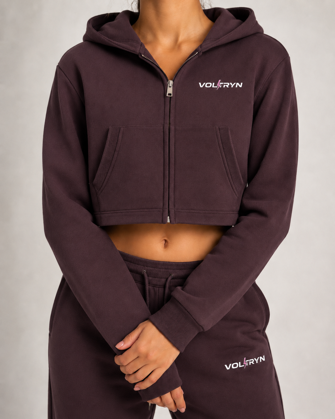 Voltryn Essentials Cropped Zip-Up Hoodie