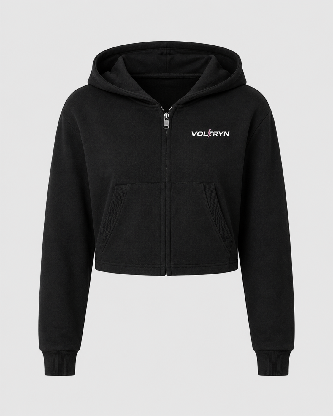 Voltryn Essentials Cropped Zip-Up Hoodie